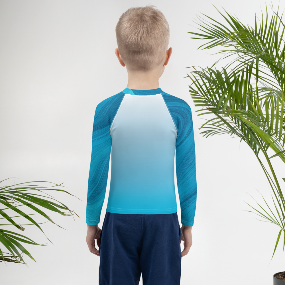 White & Blue Kids Rash Guard | Expedition Drenched.