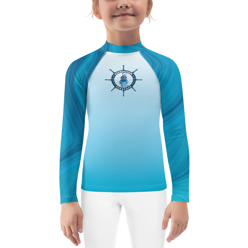 White & Blue Kids Rash Guard | Expedition Drenched.