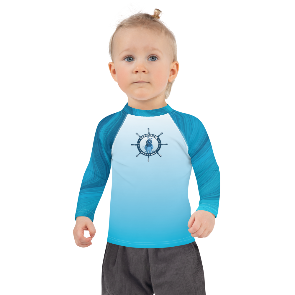 White & Blue Kids Rash Guard | Expedition Drenched.