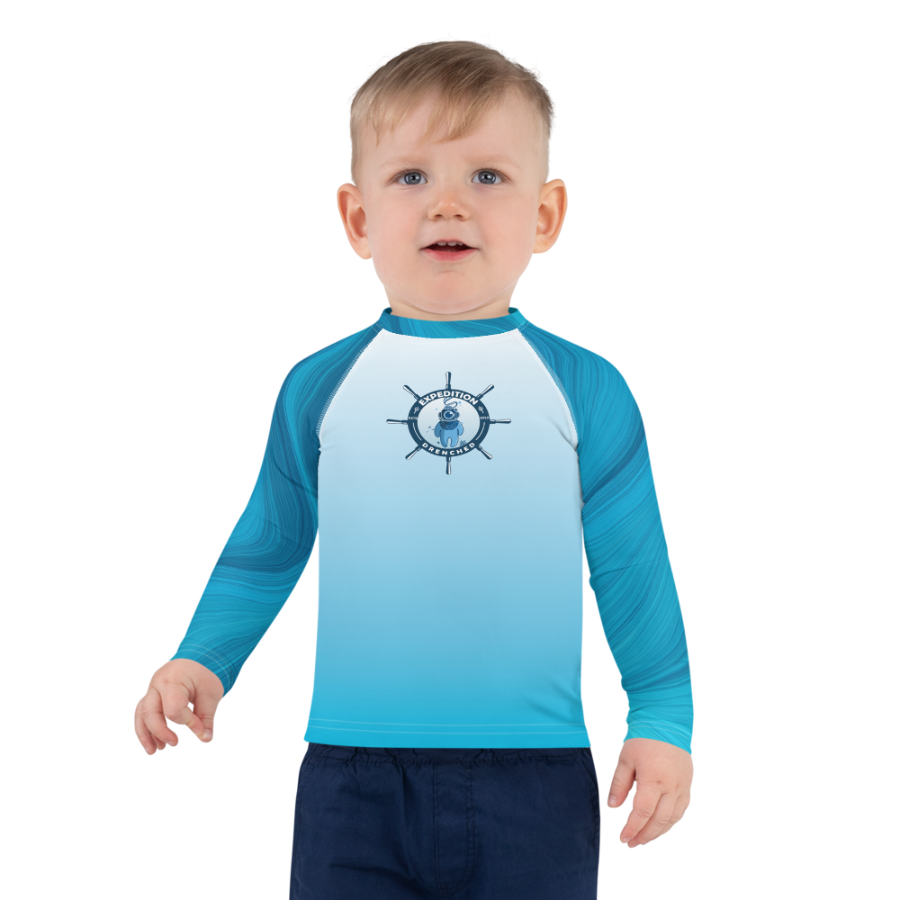 White & Blue Kids Rash Guard | Expedition Drenched.