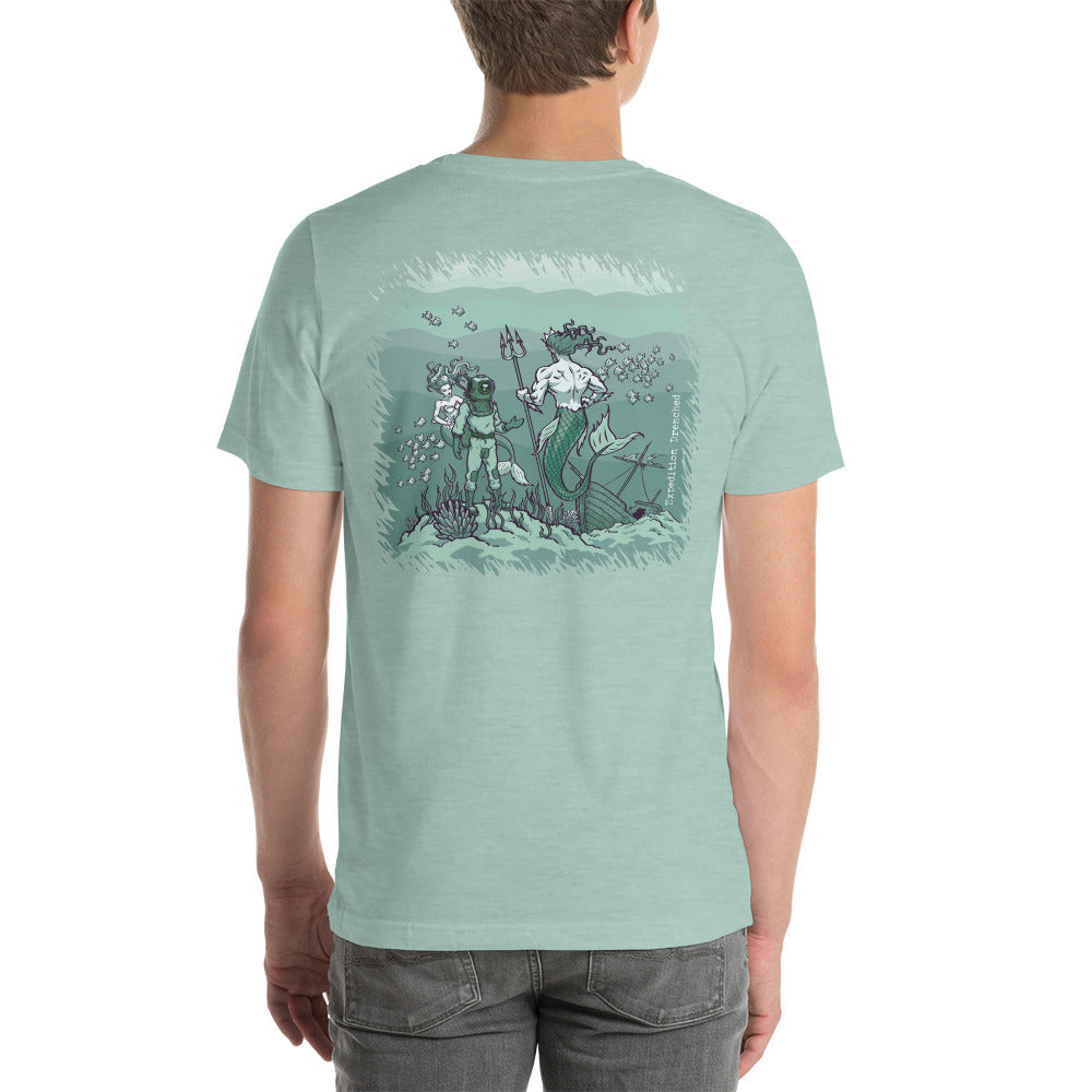 The Deep Sea - Heather Prism Dusty Blue Short-Sleeve Unisex T-Shirt | Expedition Drenched.
