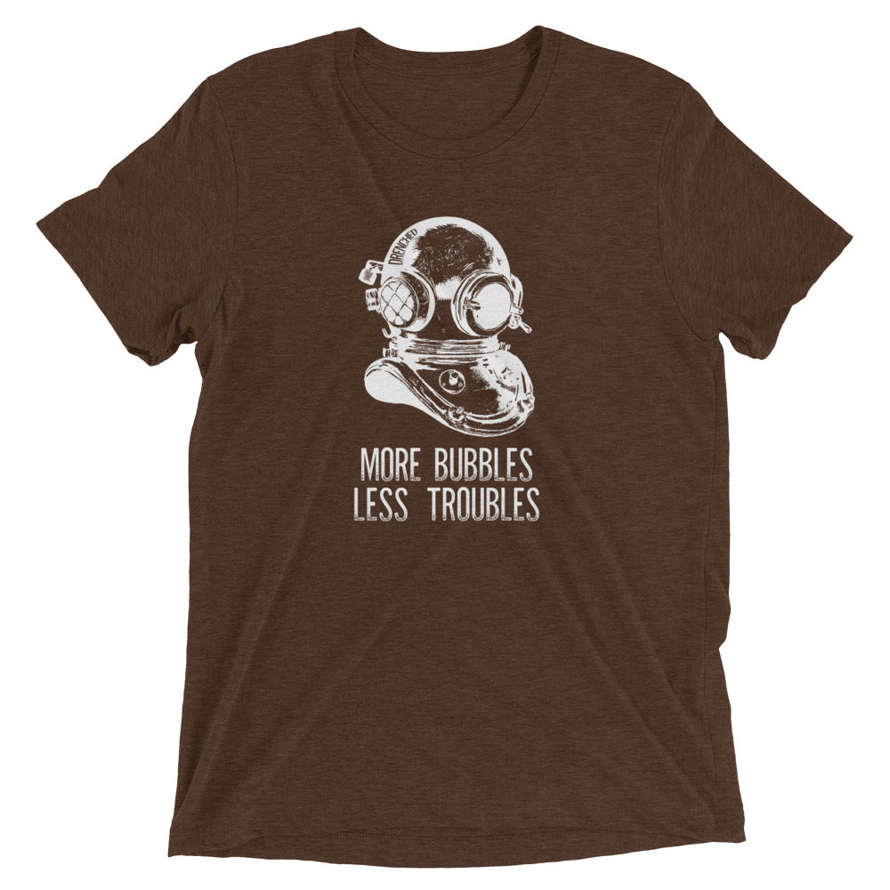 Vintage Scuba Diving Short Sleeve T-shirt - More Bubbles, Less Troubles | Expedition Drenched.