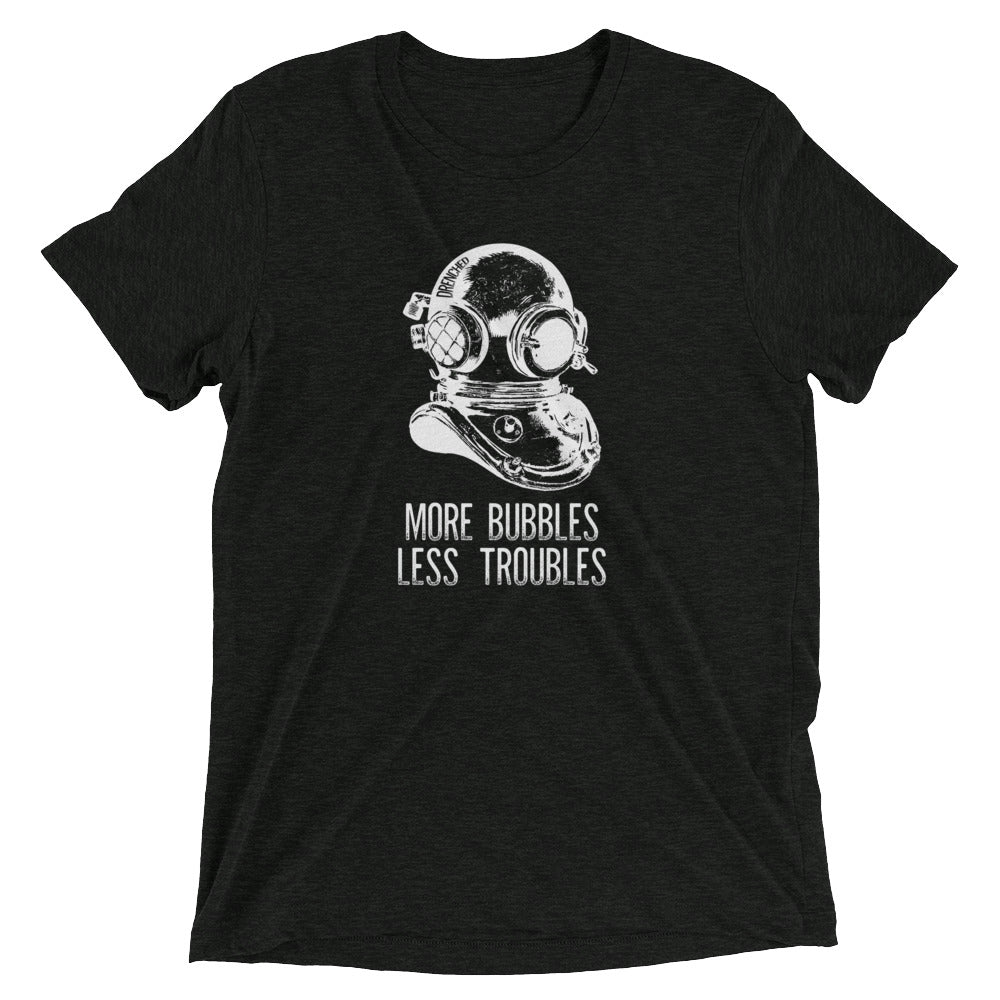Vintage Scuba Diving Short Sleeve T-shirt - More Bubbles, Less Troubles | Expedition Drenched.