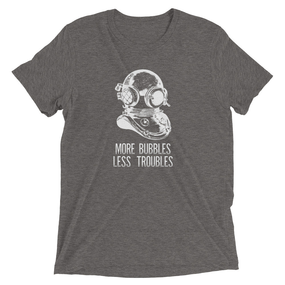 Vintage Scuba Diving Short Sleeve T-shirt - More Bubbles, Less Troubles | Expedition Drenched.