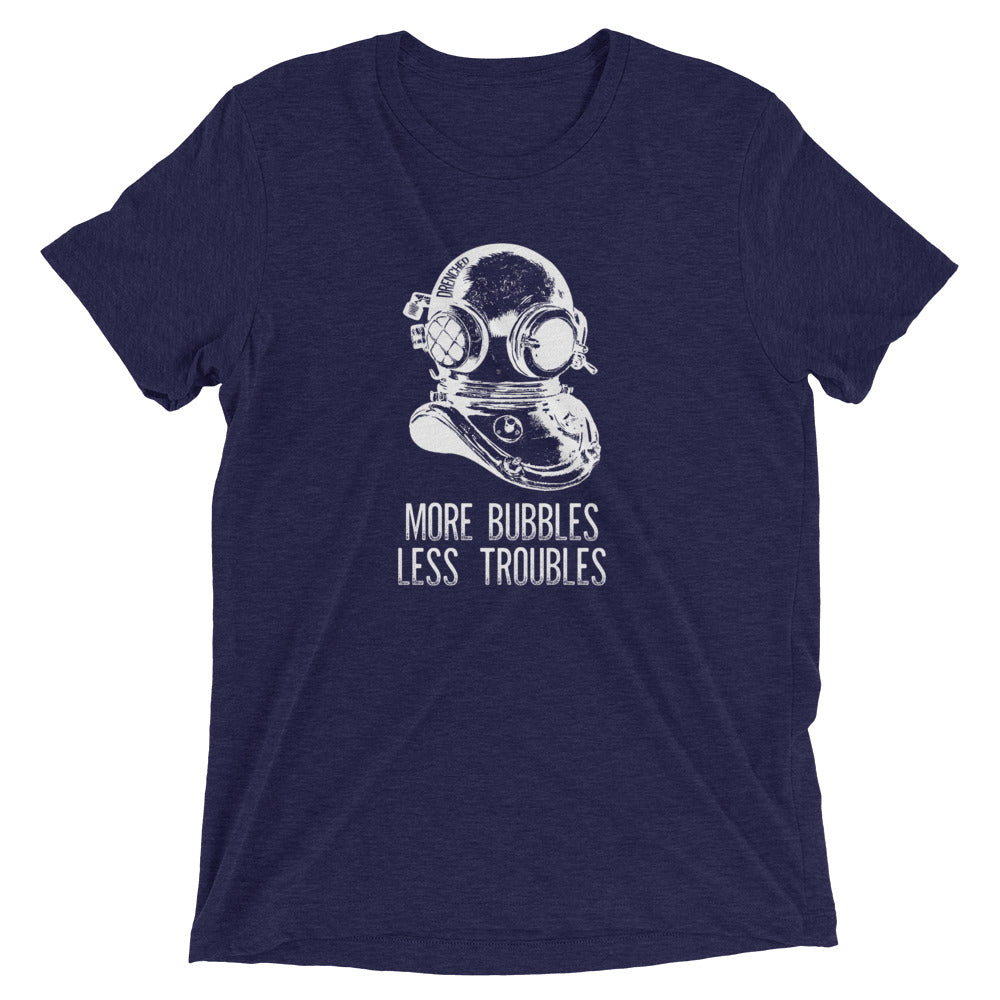 Vintage Scuba Diving Short Sleeve T-shirt - More Bubbles, Less Troubles | Expedition Drenched.