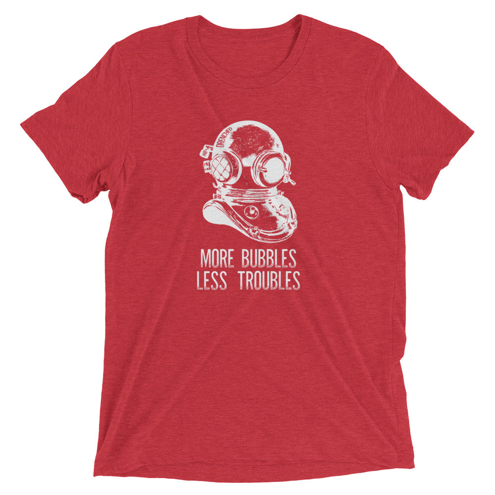 Vintage Scuba Diving Short Sleeve T-shirt - More Bubbles, Less Troubles | Expedition Drenched.