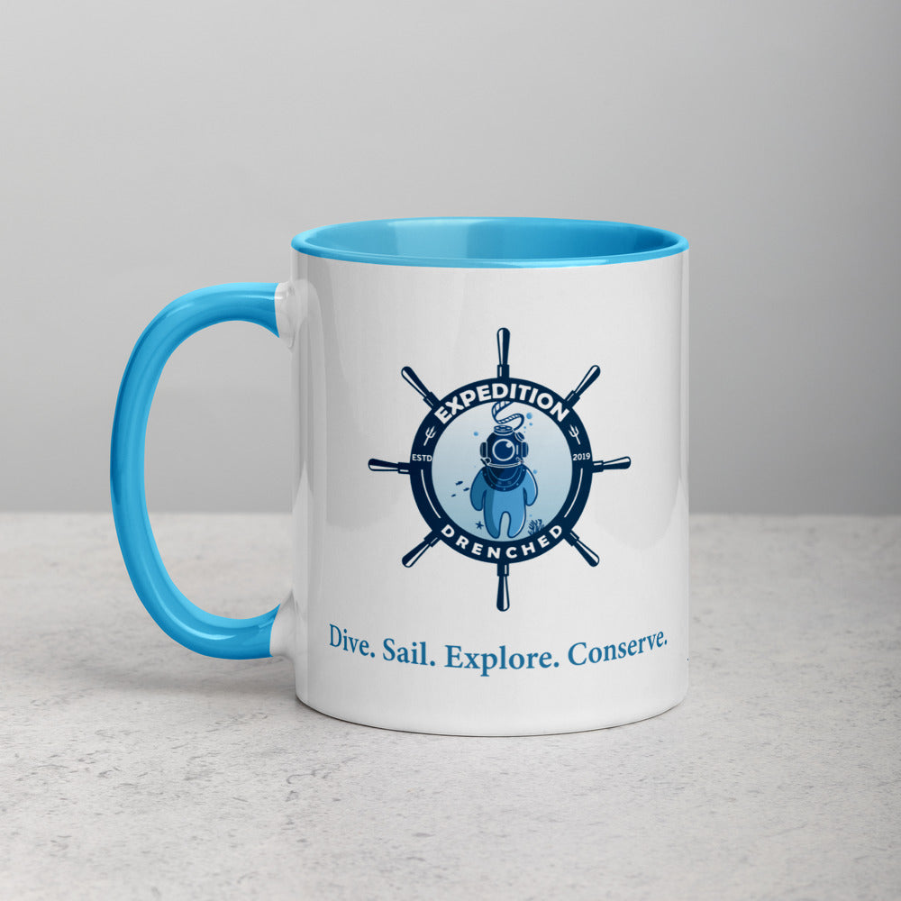 White Mug with Blue Color Inside | Expedition Drenched.