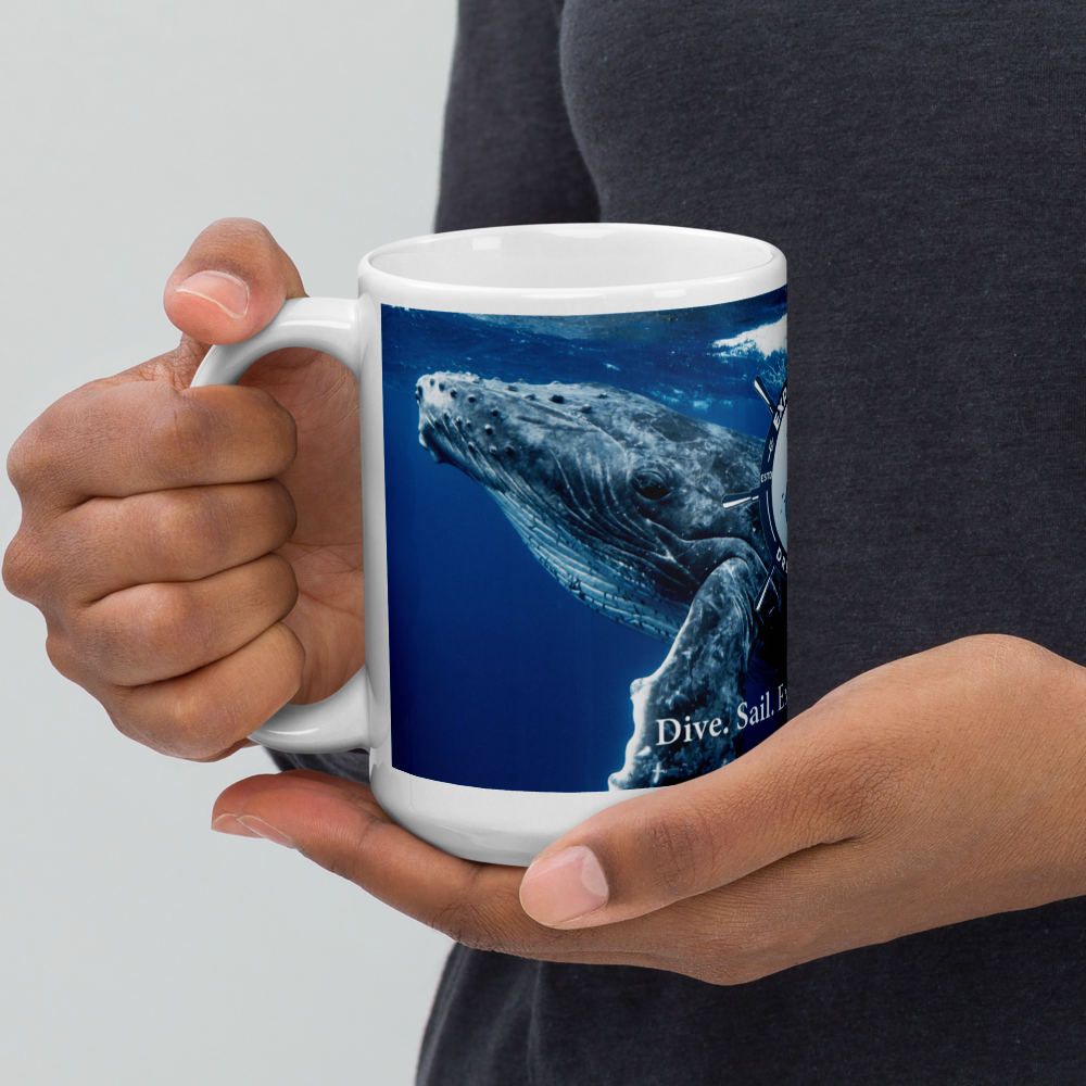 Humpback Whale White Glossy Mug | Expedition Drenched.