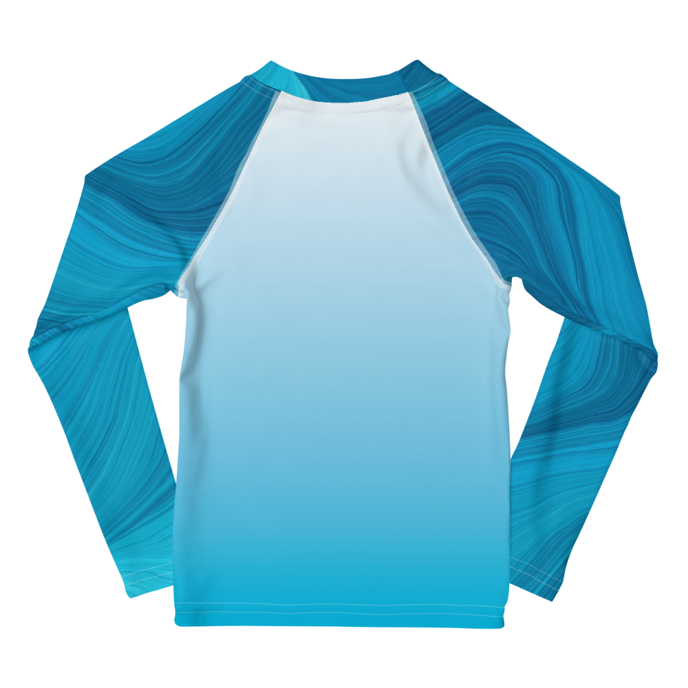 White & Blue Kids Rash Guard | Expedition Drenched.