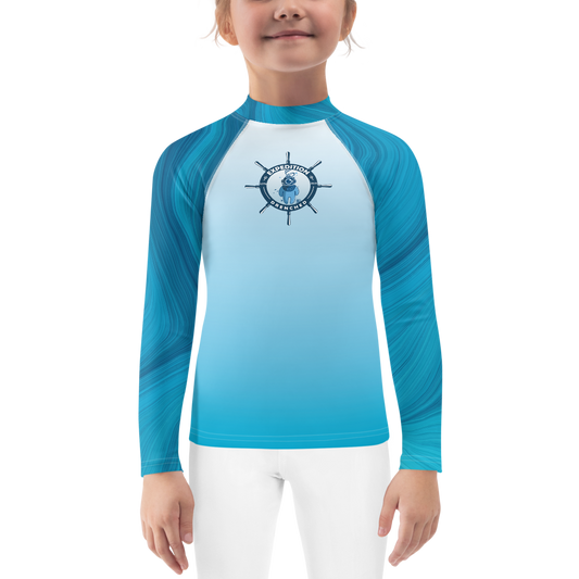 White & Blue Kids Rash Guard | Expedition Drenched.