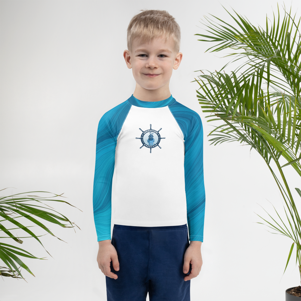 Blue Waves Kids Rash Guard | Expedition Drenched.