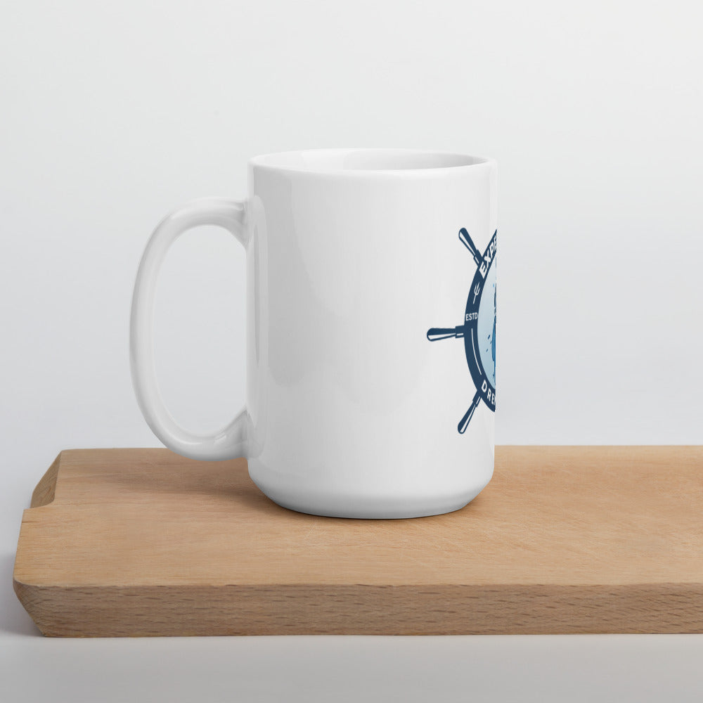 Expedition Drenched White Glossy Mug | Expedition Drenched.